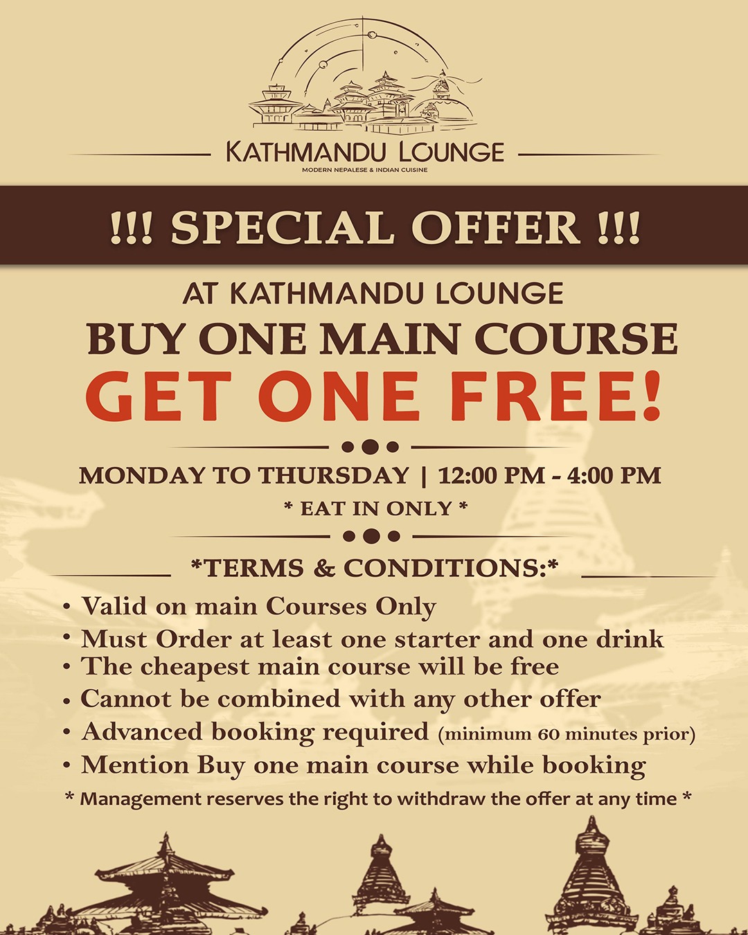 Buy One Main Course Get One Free 